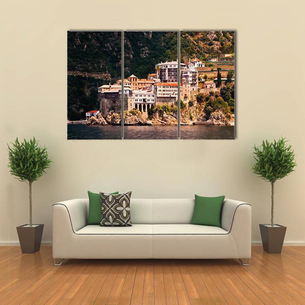 Monastery Agia Grigoriou Canvas Wall Art-3 Horizontal-Gallery Wrap-37" x 24"-Tiaracle