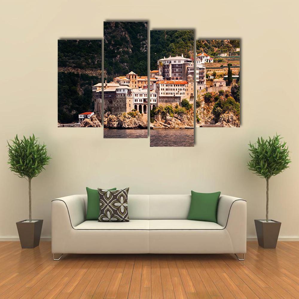 Monastery Agia Grigoriou Canvas Wall Art-4 Pop-Gallery Wrap-50" x 32"-Tiaracle