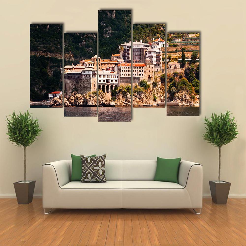 Monastery Agia Grigoriou Canvas Wall Art-5 Pop-Gallery Wrap-47" x 32"-Tiaracle
