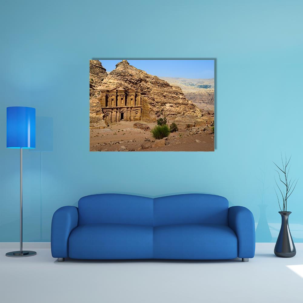 Monastery At Petra Jordan Canvas Wall Art-4 Pop-Gallery Wrap-50" x 32"-Tiaracle