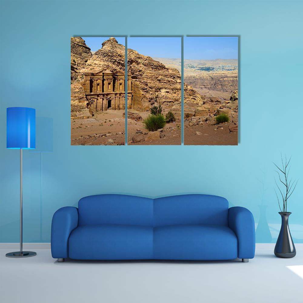 Monastery At Petra Jordan Canvas Wall Art-3 Horizontal-Gallery Wrap-37" x 24"-Tiaracle