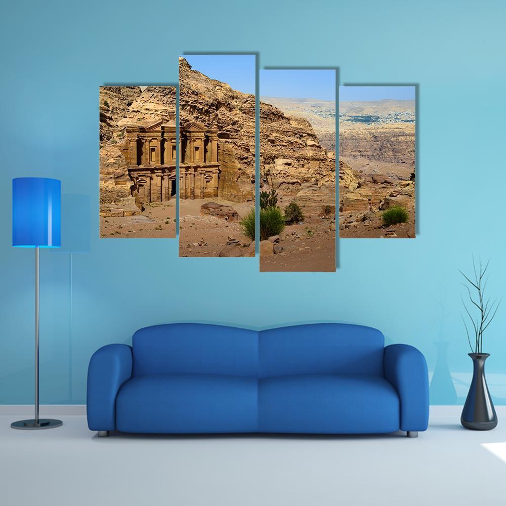 Monastery At Petra Jordan Canvas Wall Art-4 Pop-Gallery Wrap-50" x 32"-Tiaracle