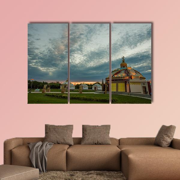 Mongolia Camp Canvas Wall Art-3 Horizontal-Gallery Wrap-37" x 24"-Tiaracle