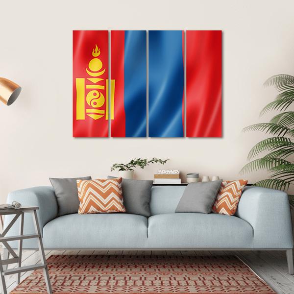 Mongolia Flag Canvas Wall Art-4 Horizontal-Gallery Wrap-34" x 24"-Tiaracle