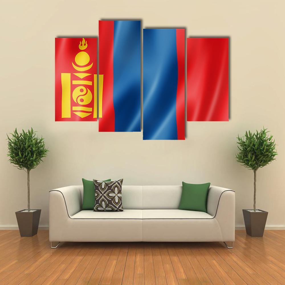 Mongolia Flag Canvas Wall Art-4 Pop-Gallery Wrap-50" x 32"-Tiaracle