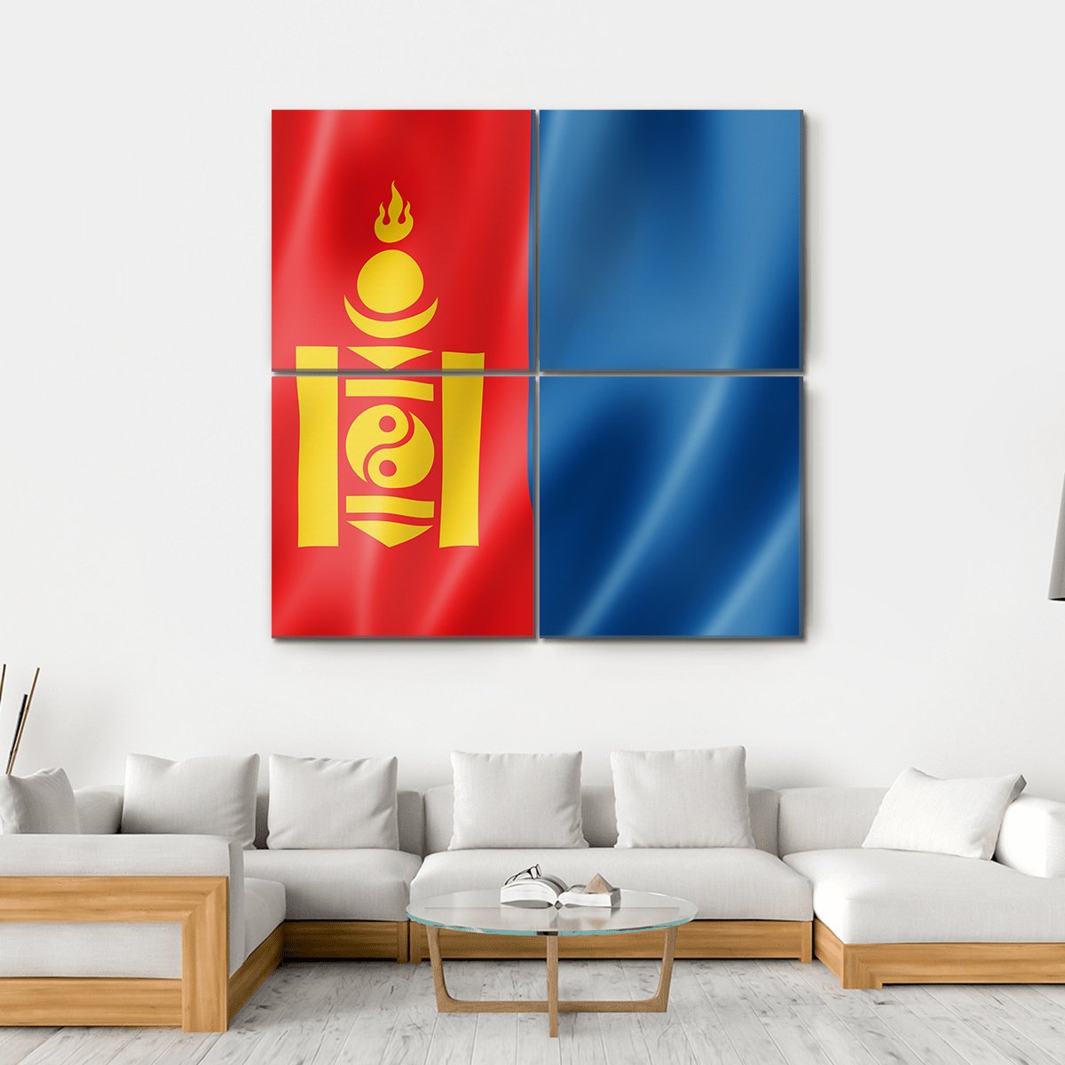 Mongolia Flag Canvas Wall Art-4 Square-Gallery Wrap-17" x 17"-Tiaracle