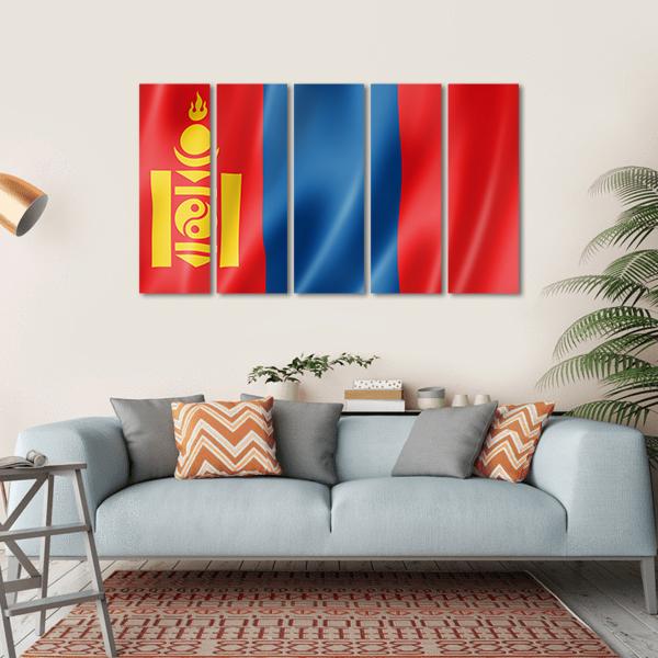 Mongolia Flag Canvas Wall Art-5 Horizontal-Gallery Wrap-22" x 12"-Tiaracle