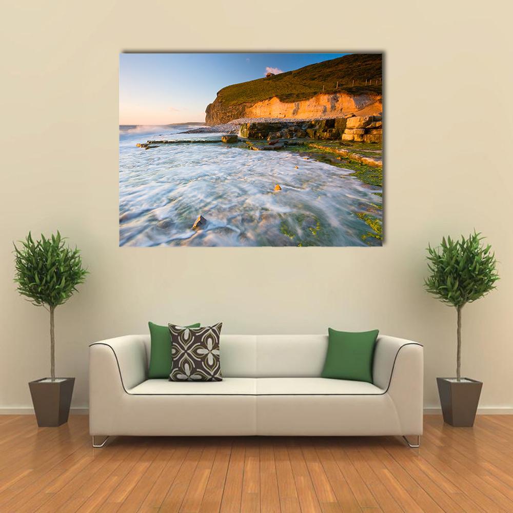 Monknash Beach In Glamorgan Canvas Wall Art-1 Piece-Gallery Wrap-48" x 32"-Tiaracle