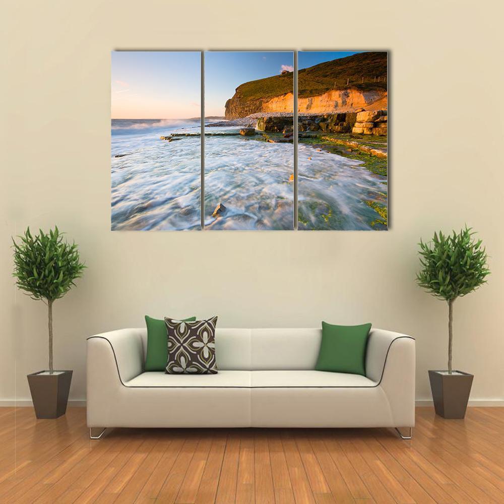 Monknash Beach In Glamorgan Canvas Wall Art-3 Horizontal-Gallery Wrap-37" x 24"-Tiaracle