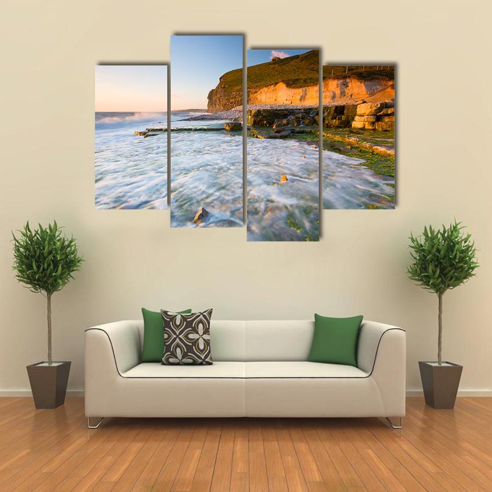 Monknash Beach In Glamorgan Canvas Wall Art-4 Pop-Gallery Wrap-50" x 32"-Tiaracle