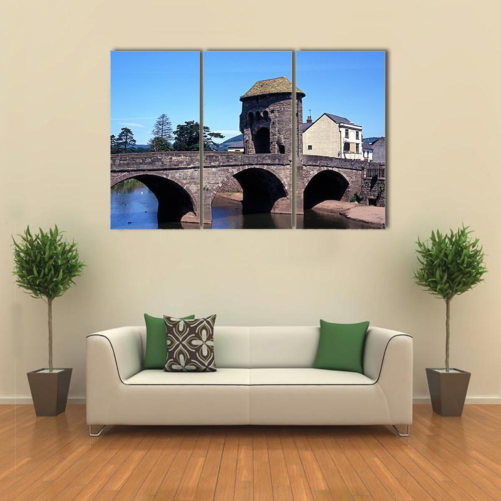 Monnow Bridge &amp; Gatehouse Canvas Wall Art-3 Horizontal-Gallery Wrap-37" x 24"-Tiaracle
