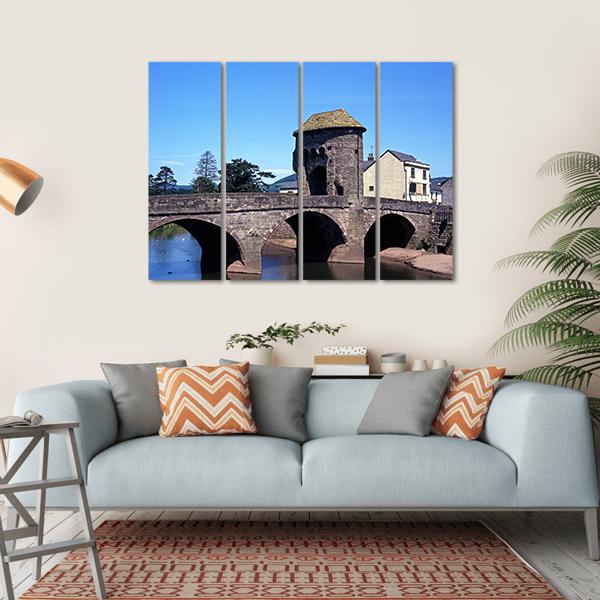 Monnow Bridge &amp; Gatehouse Canvas Wall Art-4 Horizontal-Gallery Wrap-34" x 24"-Tiaracle