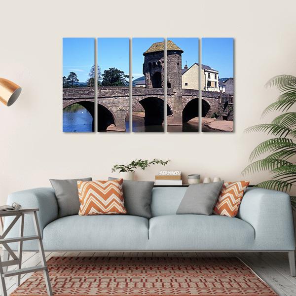 Monnow Bridge &amp; Gatehouse Canvas Wall Art-5 Horizontal-Gallery Wrap-22" x 12"-Tiaracle