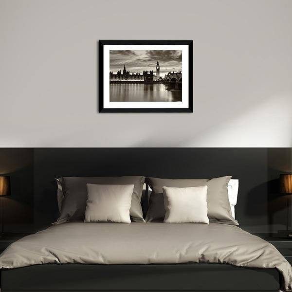 Monochrome Big Ben Canvas Wall Art-3 Horizontal-Gallery Wrap-25" x 16"-Tiaracle