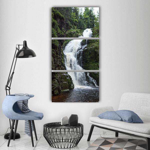 Monolithic Part Of Waterfall Vertical Canvas Wall Art-3 Vertical-Gallery Wrap-12" x 25"-Tiaracle