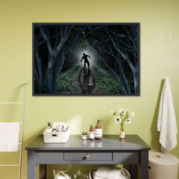 Monster In Forest Canvas Wall Art-1 Piece-Floating Frame-36" x 24"-Tiaracle