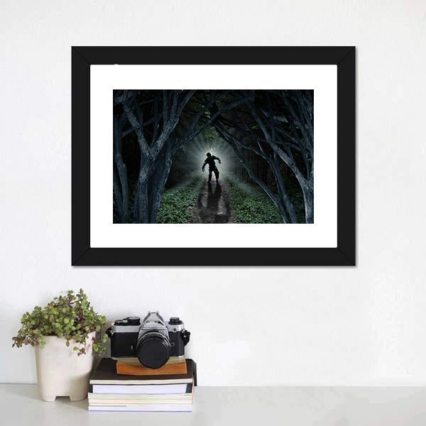 Monster In Forest Canvas Wall Art-1 Piece-Framed Print-30" x 20"-Tiaracle