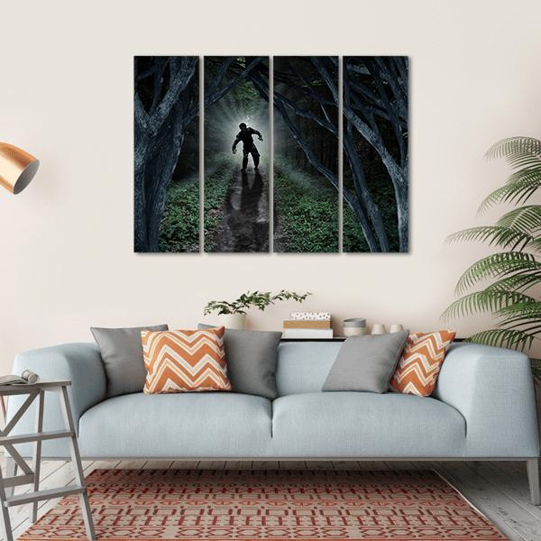 Monster In Forest Canvas Wall Art-4 Horizontal-Gallery Wrap-34" x 24"-Tiaracle