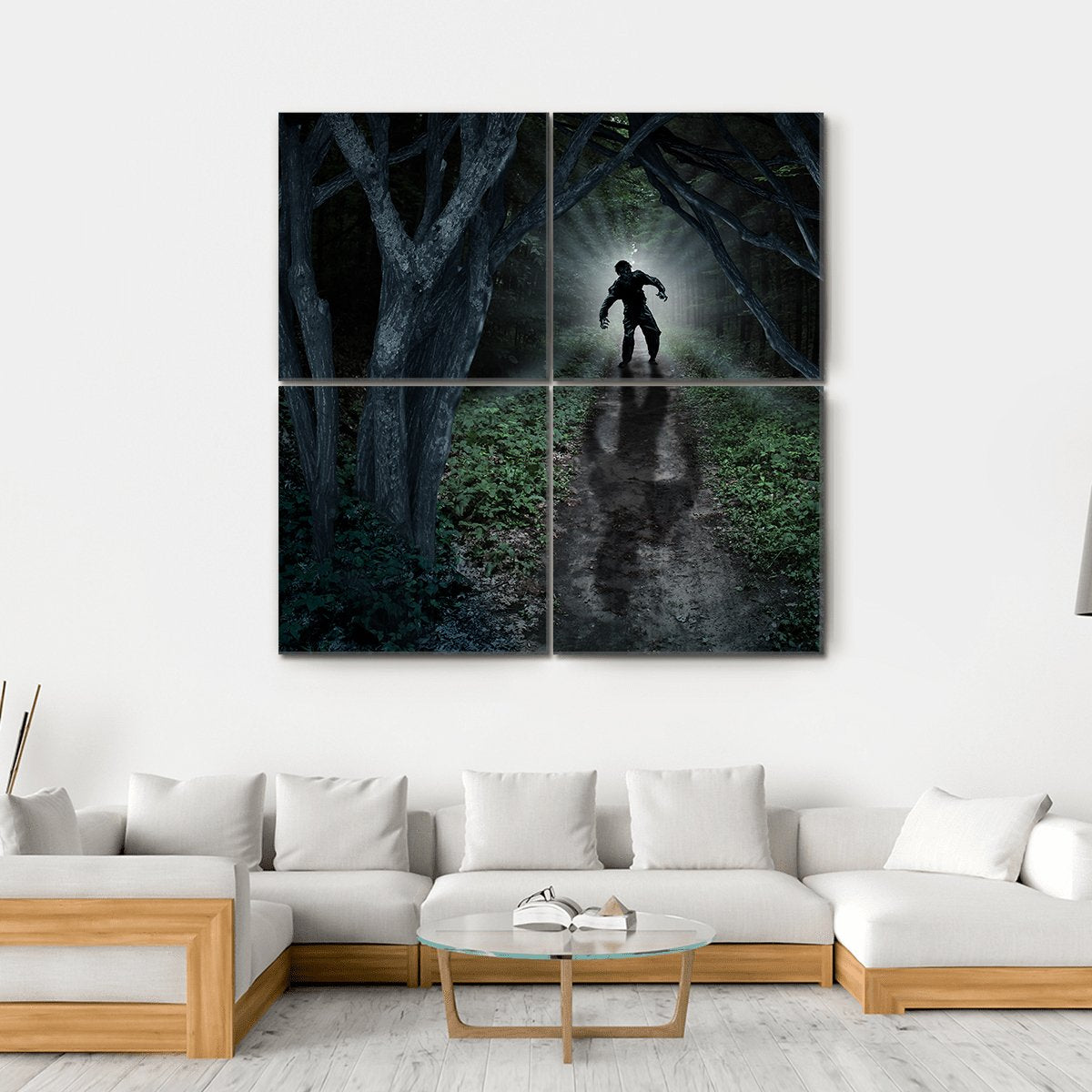 Monster In Forest Canvas Wall Art-4 Square-Gallery Wrap-17" x 17"-Tiaracle