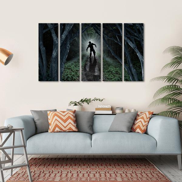 Monster In Forest Canvas Wall Art-5 Horizontal-Gallery Wrap-22" x 12"-Tiaracle