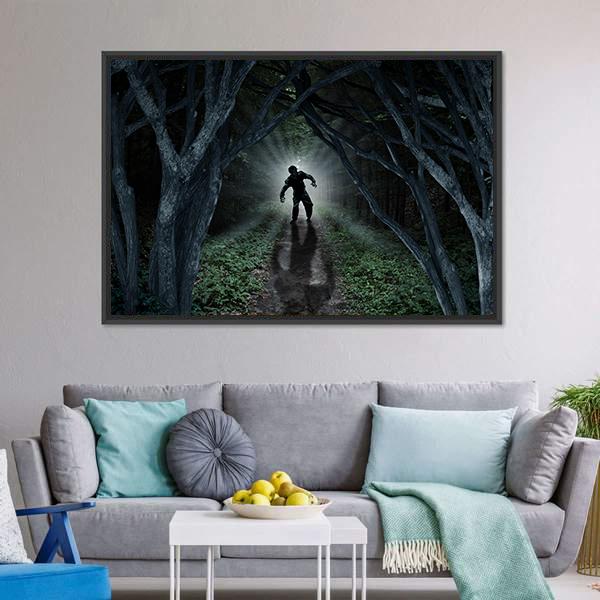 Monster In Forest Vertical Canvas Wall Art-3 Vertical-Gallery Wrap-12" x 25"-Tiaracle