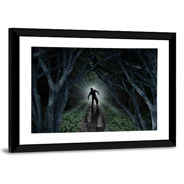 Monster In Forest Vertical Canvas Wall Art-3 Vertical-Gallery Wrap-12" x 25"-Tiaracle