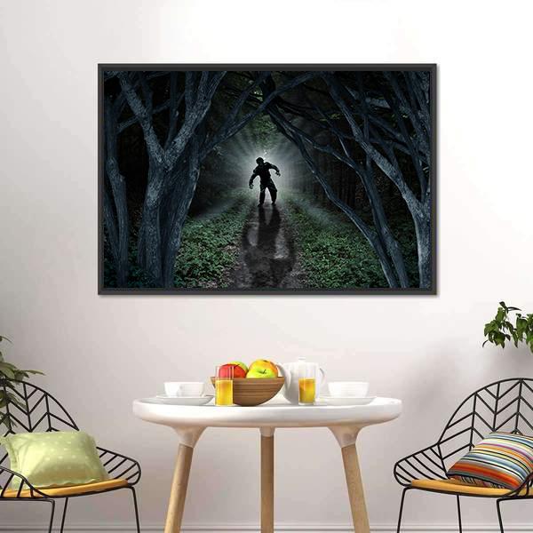 Monster In Forest Vertical Canvas Wall Art-3 Vertical-Gallery Wrap-12" x 25"-Tiaracle