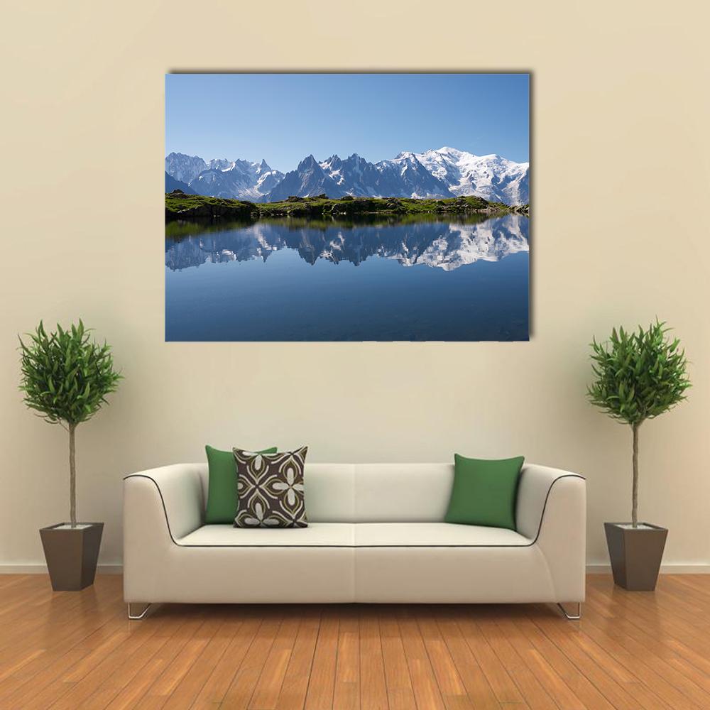 Mont Blanc reflected in Cheserys Lake Canvas Wall Art-5 Pop-Gallery Wrap-32" x 21"-Tiaracle