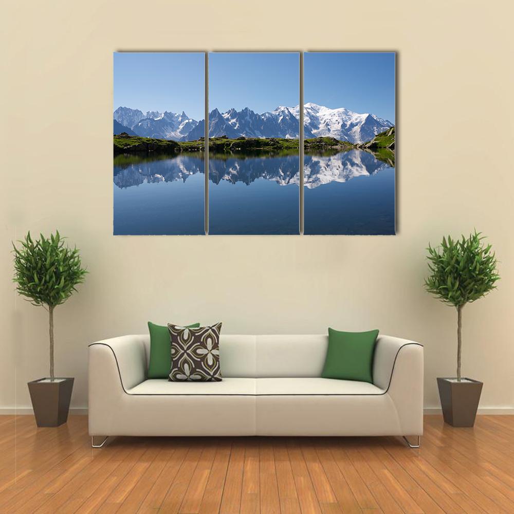 Mont Blanc reflected in Cheserys Lake Canvas Wall Art-3 Horizontal-Gallery Wrap-25" x 16"-Tiaracle
