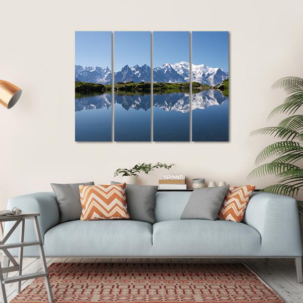 Mont Blanc Reflected In Cheserys Lake Canvas Wall Art-4 Horizontal-Gallery Wrap-34" x 24"-Tiaracle