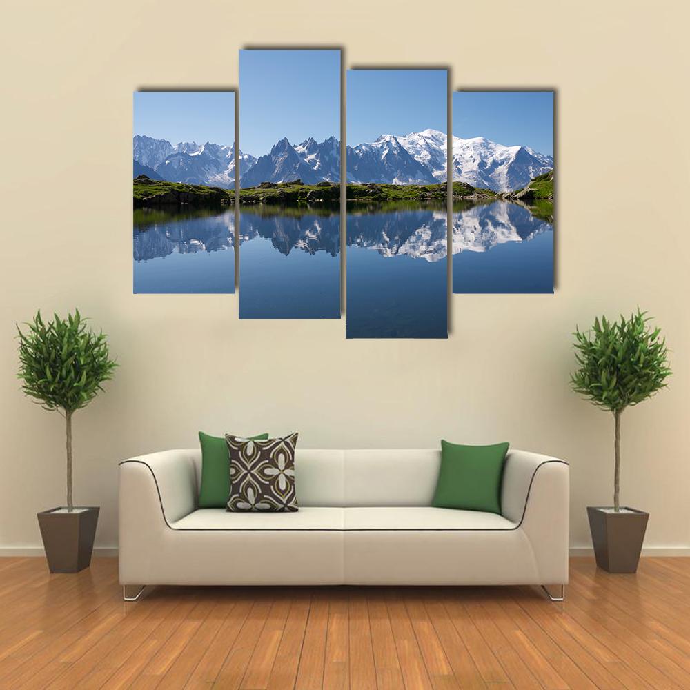 Mont Blanc reflected in Cheserys Lake Canvas Wall Art-4 Pop-Gallery Wrap-34" x 20"-Tiaracle