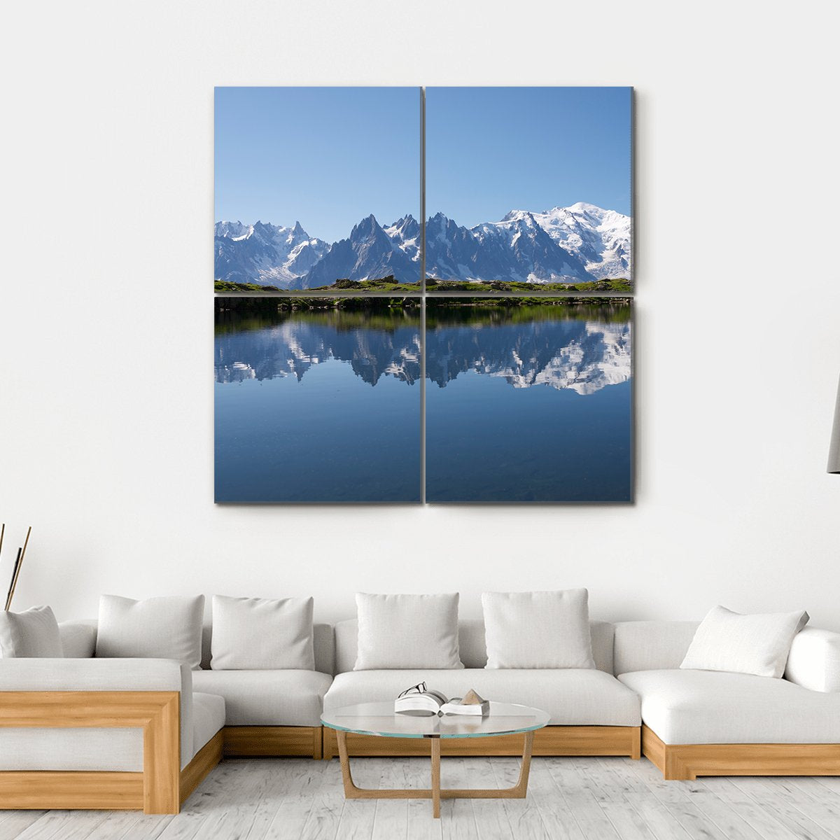 Mont Blanc Reflected In Cheserys Lake Canvas Wall Art-4 Square-Gallery Wrap-17" x 17"-Tiaracle