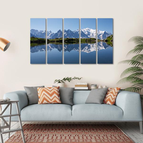 Mont Blanc Reflected In Cheserys Lake Canvas Wall Art-5 Horizontal-Gallery Wrap-22" x 12"-Tiaracle