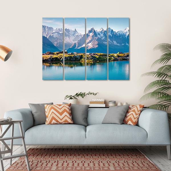 Mont Blanc With Lake Canvas Wall Art-4 Horizontal-Gallery Wrap-34" x 24"-Tiaracle