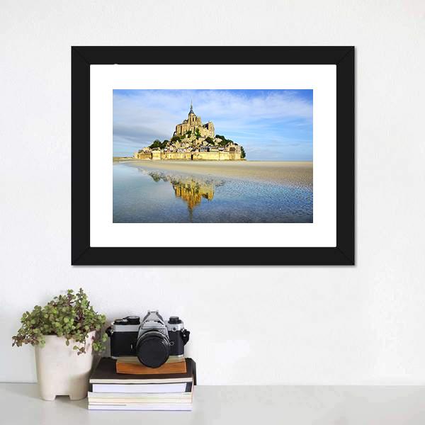 Mont Saint Michel Abbey Canvas Wall Art-1 Piece-Framed Print-20" x 16"-Tiaracle