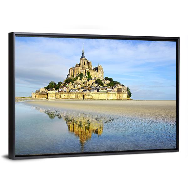 Mont Saint Michel Abbey Canvas Wall Art-3 Horizontal-Gallery Wrap-25" x 16"-Tiaracle