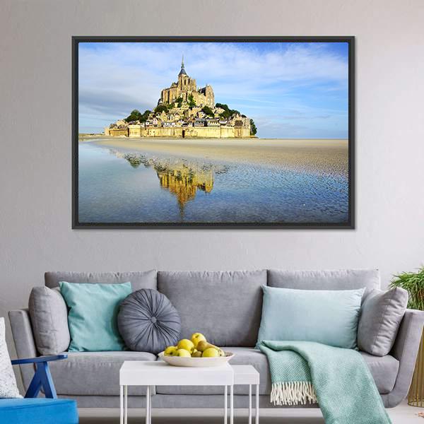 Mont Saint Michel Abbey Canvas Wall Art-3 Horizontal-Gallery Wrap-25" x 16"-Tiaracle
