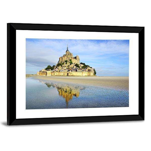Mont Saint Michel Abbey Canvas Wall Art-3 Horizontal-Gallery Wrap-25" x 16"-Tiaracle