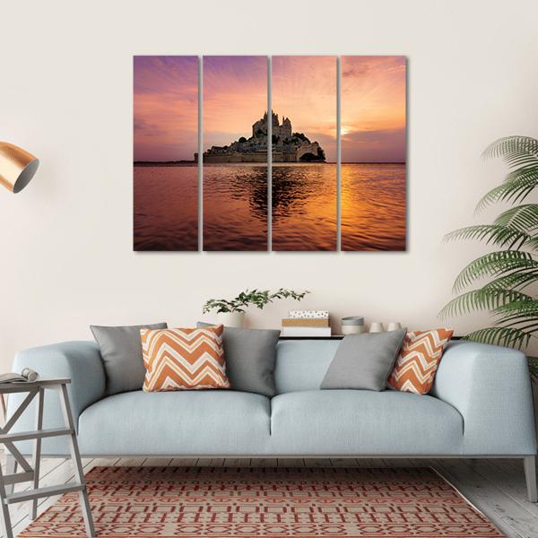Mont Saint Michel Canvas Wall Art-4 Horizontal-Gallery Wrap-34" x 24"-Tiaracle