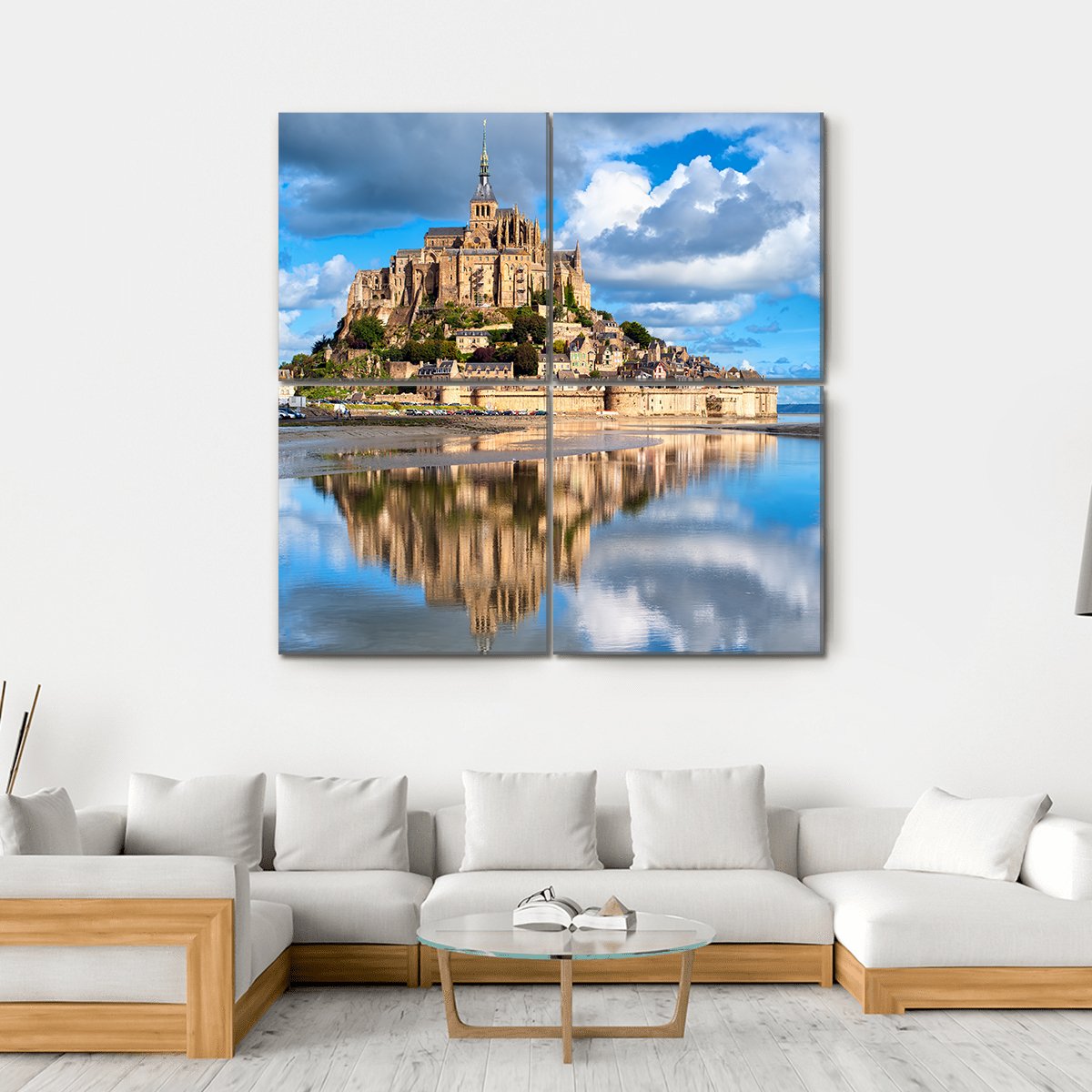 Mont Saint-Michel Canvas Wall Art-4 Square-Gallery Wrap-17" x 17"-Tiaracle