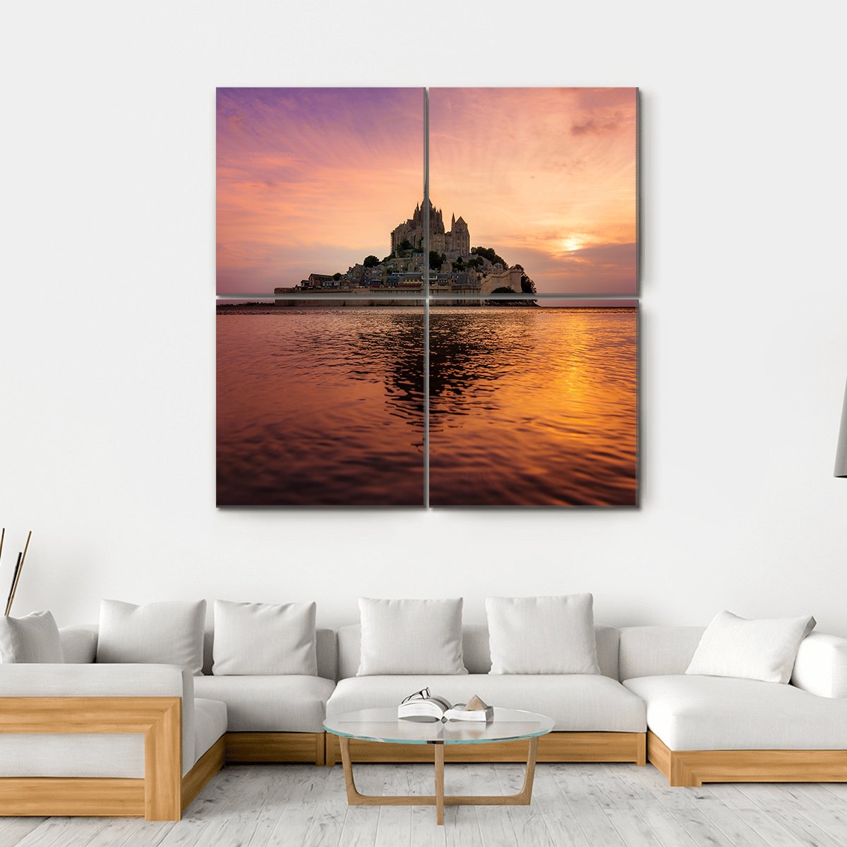 Mont Saint Michel Canvas Wall Art-4 Square-Gallery Wrap-17" x 17"-Tiaracle