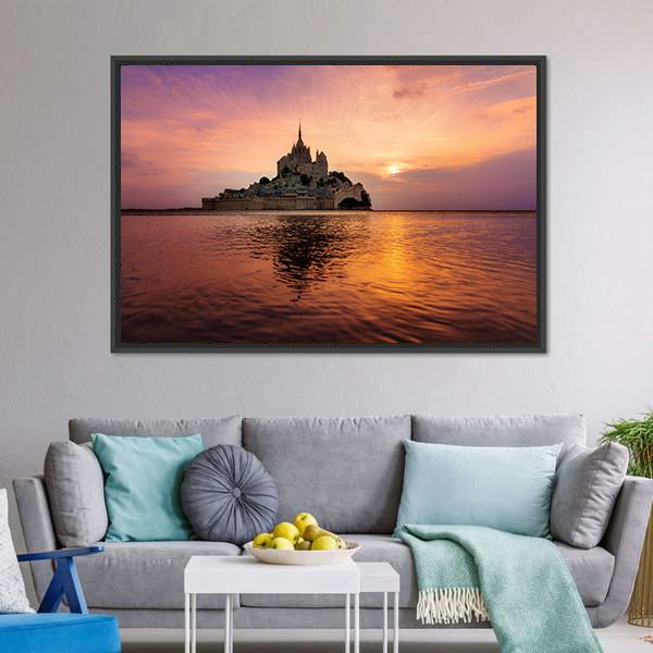 Mont Saint Michel Canvas Wall Art-3 Horizontal-Gallery Wrap-25" x 16"-Tiaracle