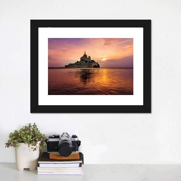 Mont Saint Michel Canvas Wall Art-1 Piece-Framed Print-20" x 16"-Tiaracle
