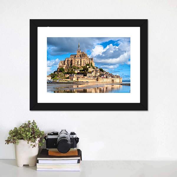 Mont Saint-Michel Canvas Wall Art-1 Piece-Framed Print-20" x 16"-Tiaracle