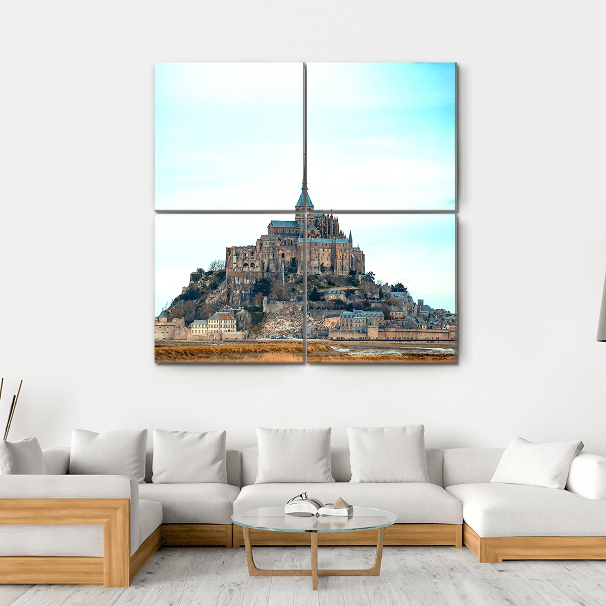 Mont-Saint Michel France Canvas Wall Art-4 Square-Gallery Wrap-17" x 17"-Tiaracle