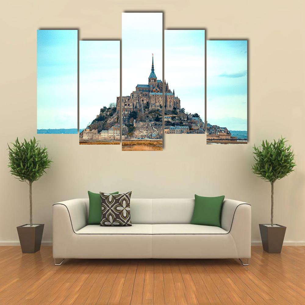Mont-Saint Michel France Canvas Wall Art-5 Pop-Gallery Wrap-47" x 32"-Tiaracle