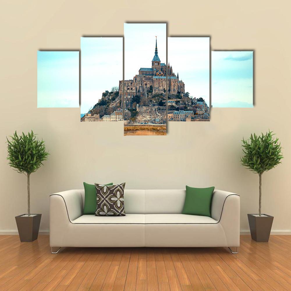 Mont-Saint Michel France Canvas Wall Art-5 Star-Gallery Wrap-62" x 32"-Tiaracle