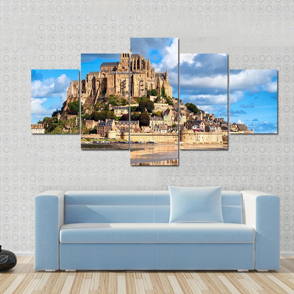 Mont Saint-Michel Canvas Wall Art-5 Star-Gallery Wrap-62" x 32"-Tiaracle