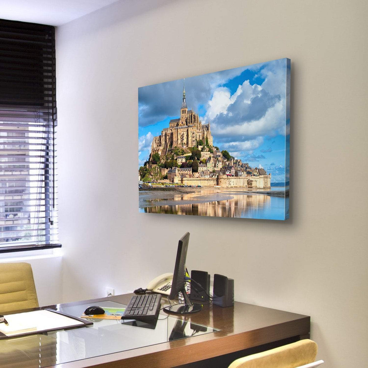 Mont Saint-Michel Canvas Wall Art-3 Horizontal-Gallery Wrap-25" x 16"-Tiaracle