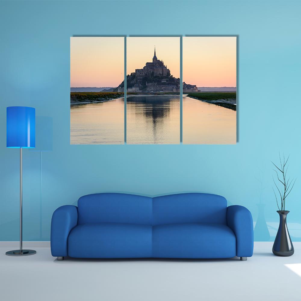 Mont-Saint-Michel Normandy Canvas Wall Art-3 Horizontal-Gallery Wrap-37" x 24"-Tiaracle
